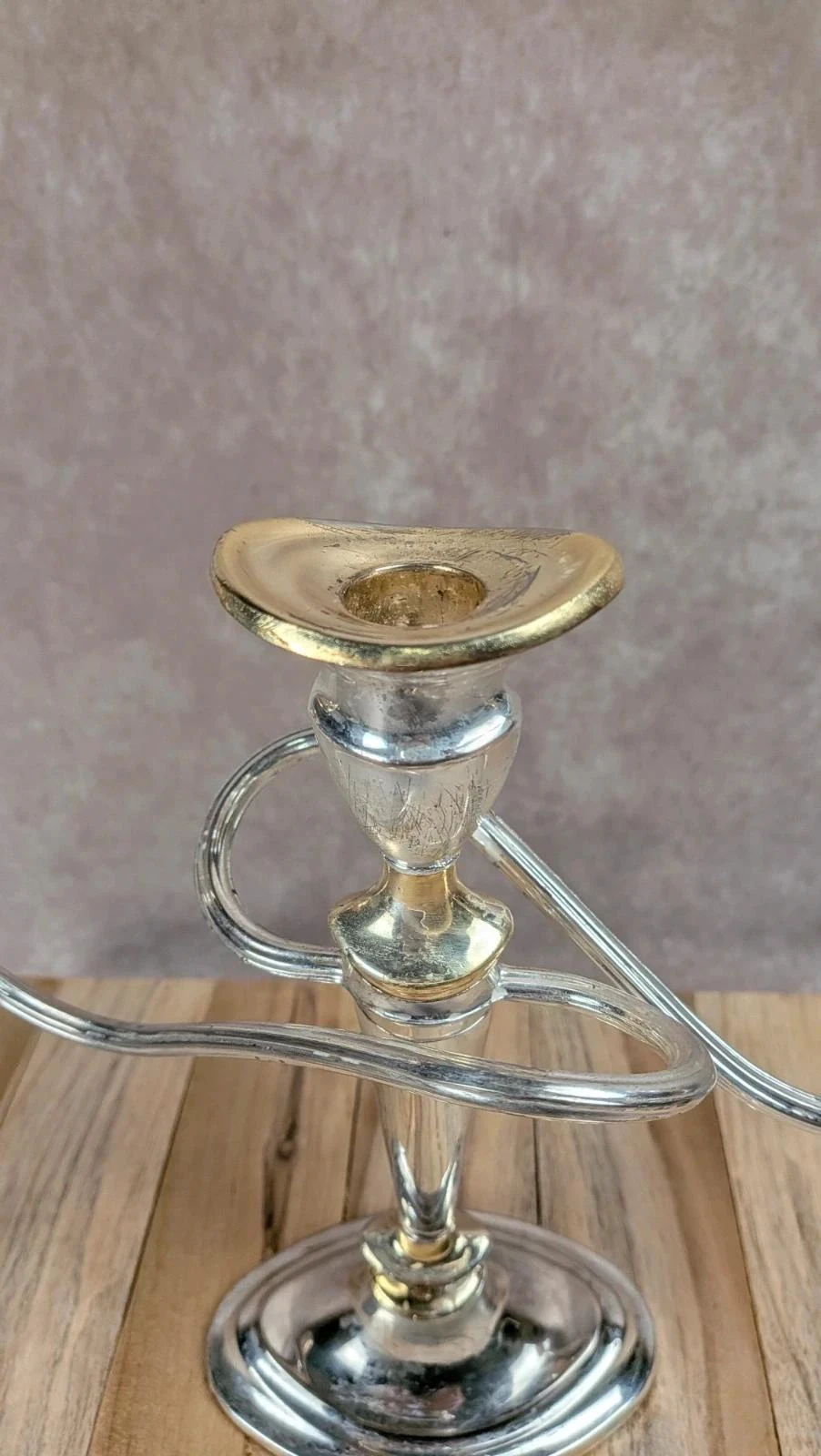 Vintage silver metal candlestick – photo 4
